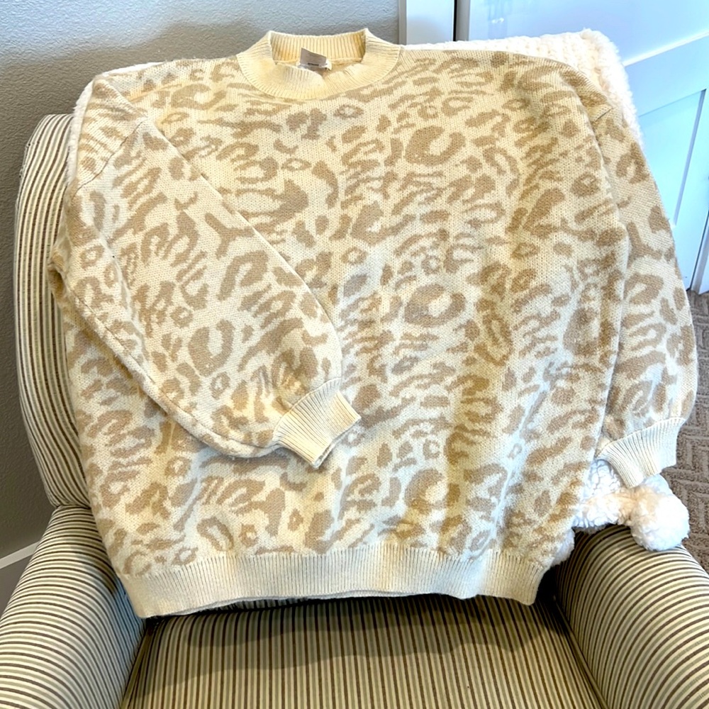 Oversized neutral animal print sweater.